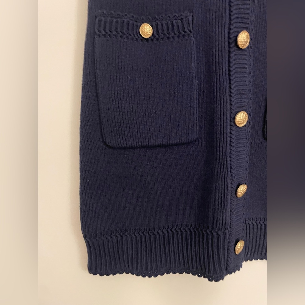 Reformation Catalina Cotton Mini Dress Navy Blue - Picture 4 of 8